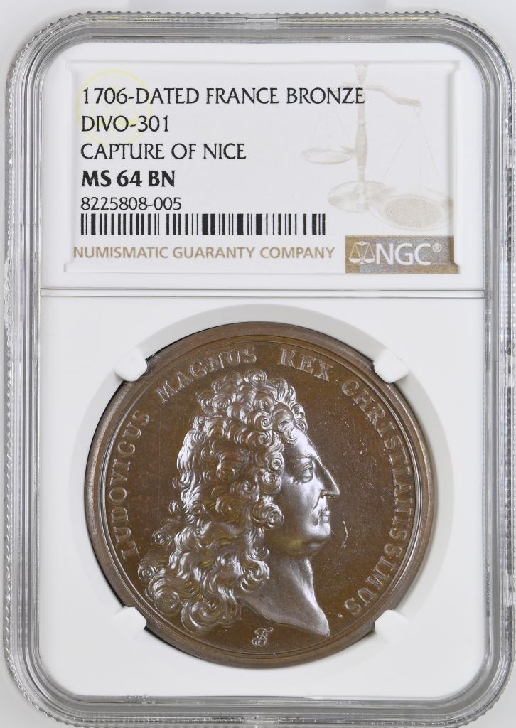 France Capture of Nice Bronze Medal 1706 DIVO-301 NGC MS64BN 0148219