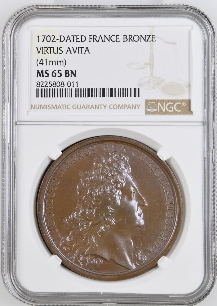 France Virtus Avita Bronze Medal 1702 NGC MS65BN 0148221France Virtus Avita Bronze Medal 1702 NGC MS65BN 0148221