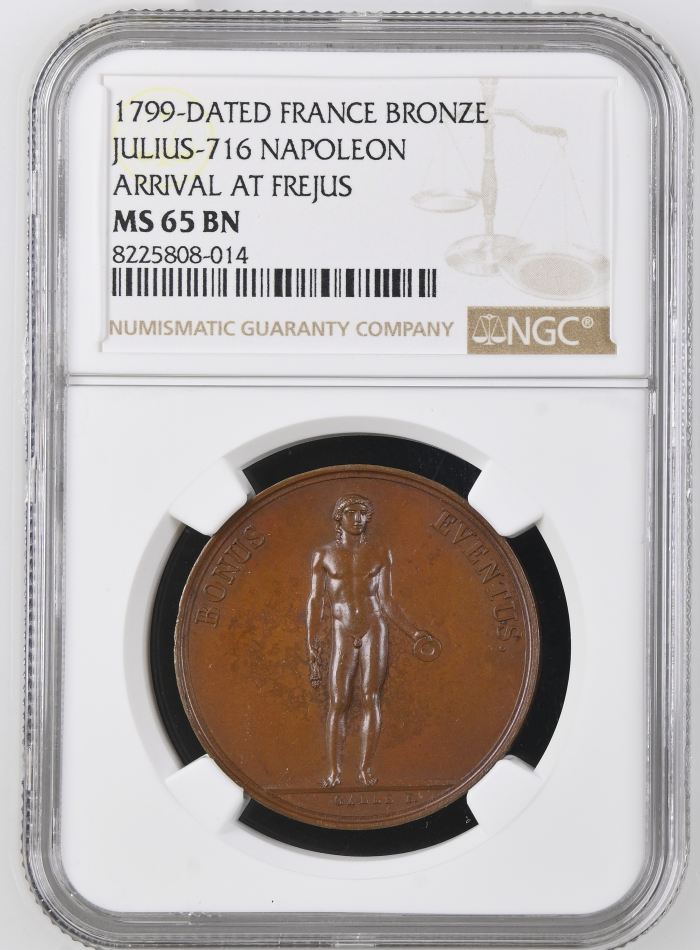 France Napoleon Arrival at Frejus Bronze Medal 1799 Julius-716 NGC MS65BN 0148224France Napoleon Arrival at Frejus Bronze Medal 1799 Julius-716 NGC MS65BN 0148224