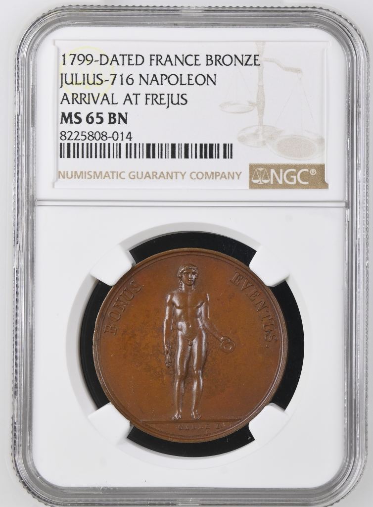 France Napoleon Arrival at Frejus Bronze Medal 1799 Julius-716 NGC MS65BN 0148224