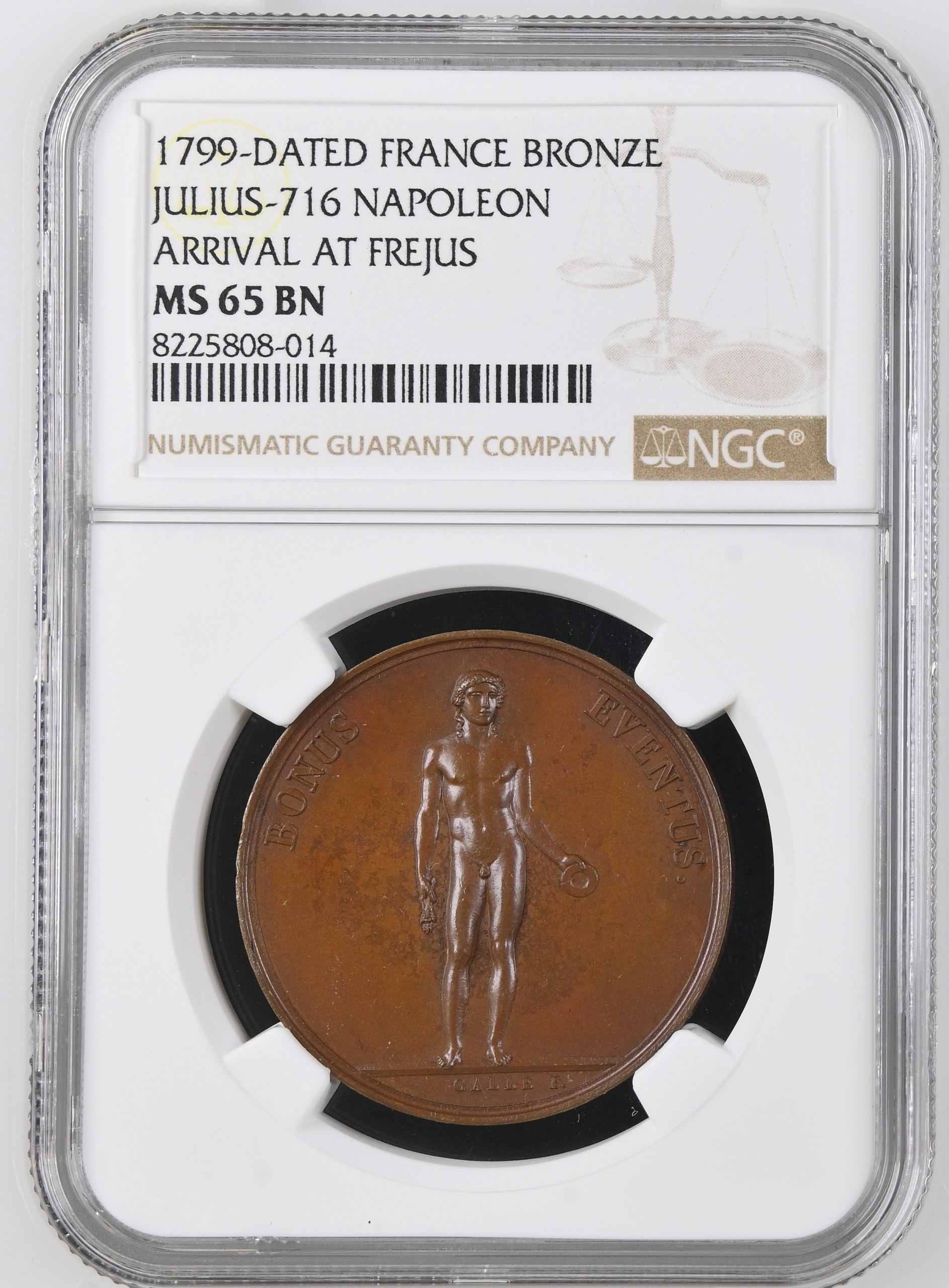 France Napoleon Arrival at Frejus Bronze Medal 1799 Julius-716 NGC MS65BN 0148224