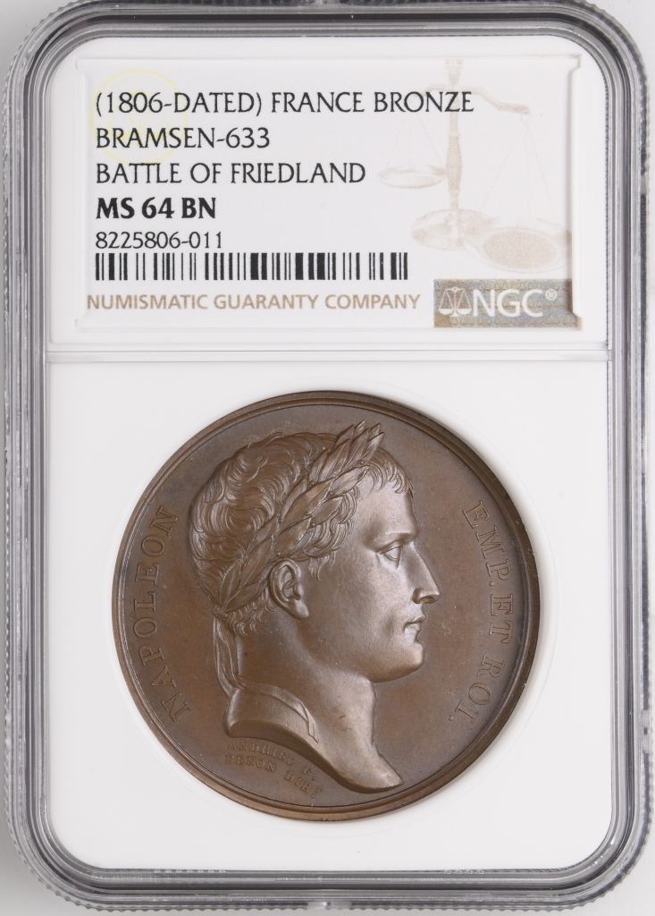 France Battle of Friedland Bronze Medal 1806 Bramsen-633 NGC MS64BN 0148225