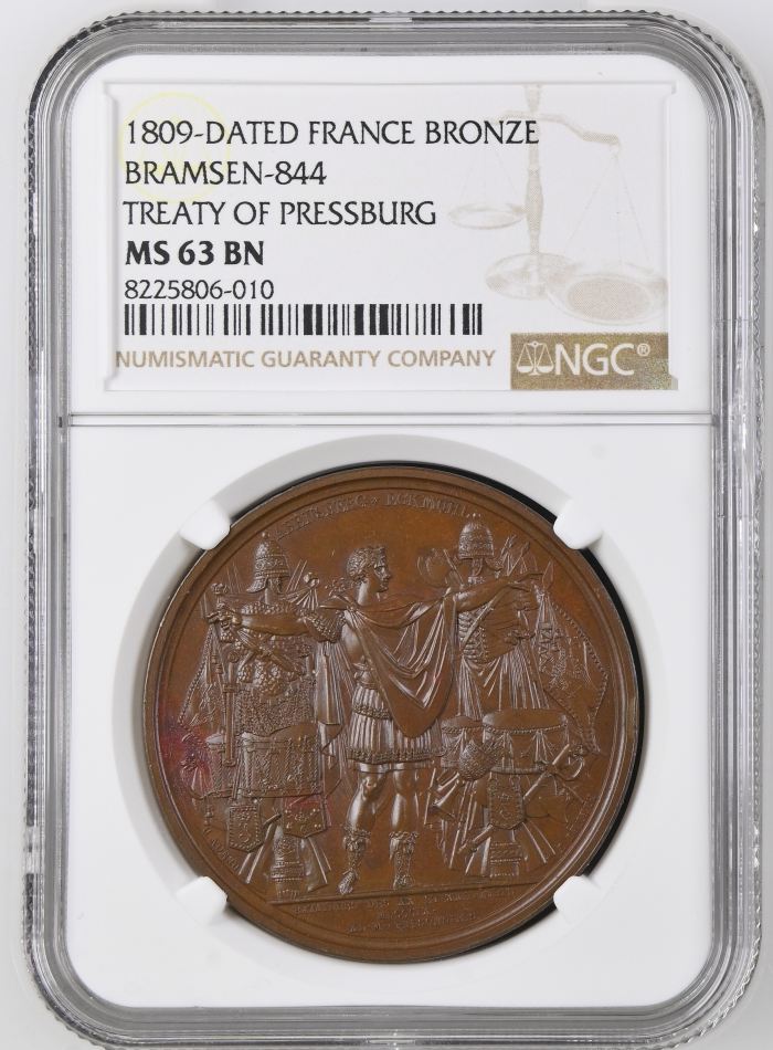 France Treaty of Pressburg Bronze Medal 1809 Bramsen-844 NGC MS63BN 0148226France Treaty of Pressburg Bronze Medal 1809 Bramsen-844 NGC MS63BN 0148226