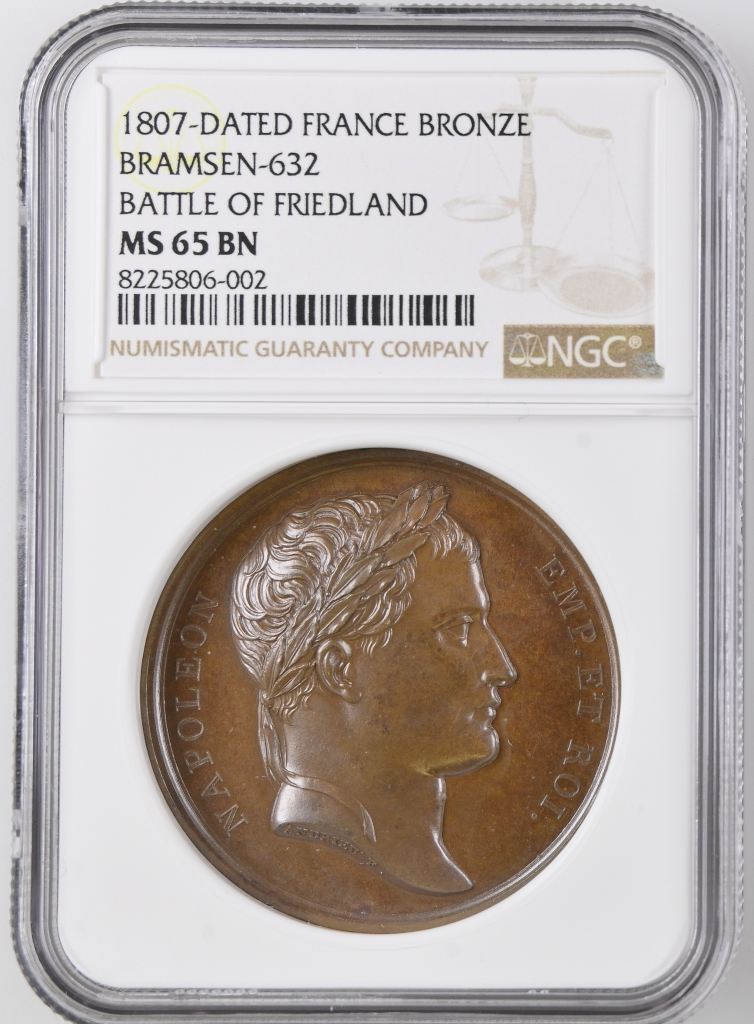 France Battle of Friedland Bronze Medal 1807 Bramsen-632 NGC MS65BN 0148228