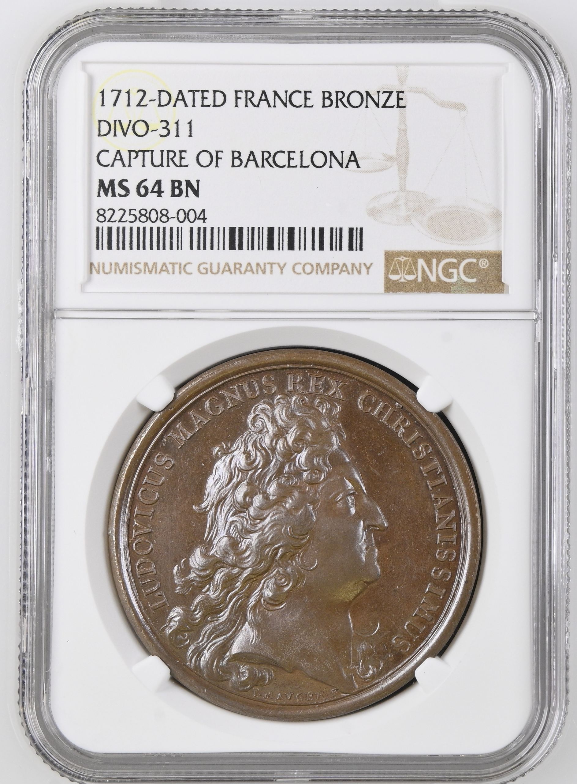 France Capture of Barcelona Bronze Medal 1712 DIVO-311 NGC MS64BN 0148230