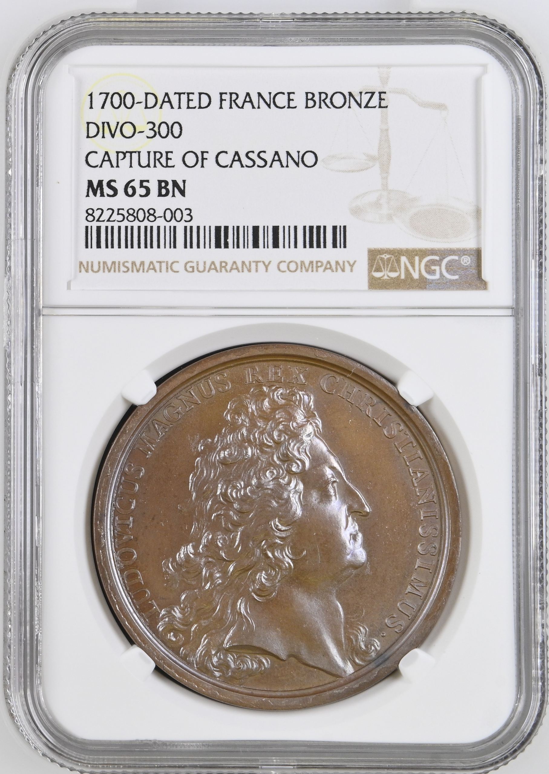 France Capture of Cassano Bronze Medal 1700 DIVO-300 NGC MS65BN 0148232