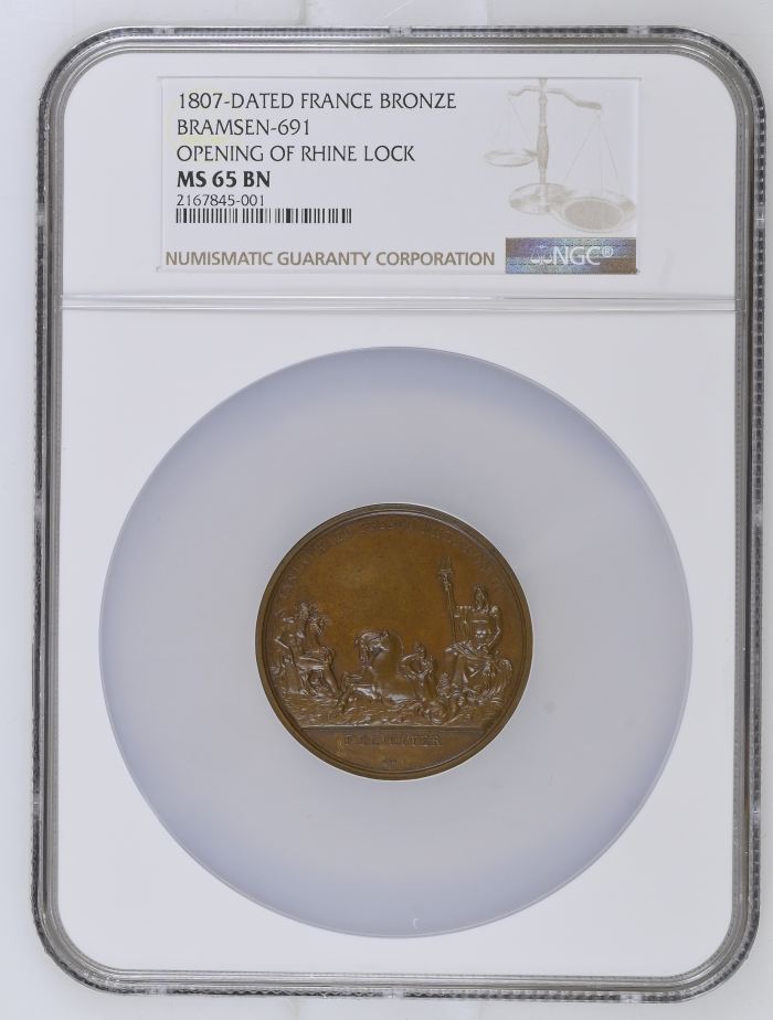 France Opening of Rhine Lock Bronze Medal 1807 Bramsen-691 NGC MS65BN 0148233France Opening of Rhine Lock Bronze Medal 1807 Bramsen-691 NGC MS65BN 0148233