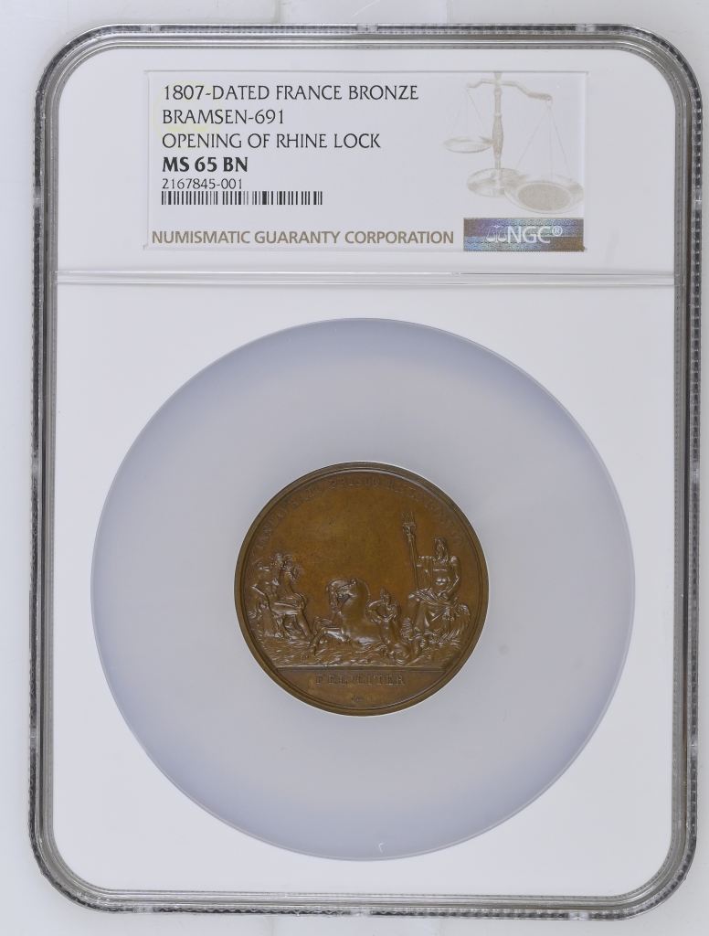 France Opening of Rhine Lock Bronze Medal 1807 Bramsen-691 NGC MS65BN 0148233