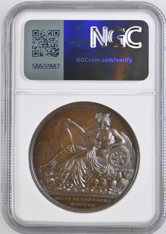 France Nice-Rome Road Completion Bronze Medal 1807 Bramsen-690 NGC MS66BN 0148239France Nice-Rome Road Completion Bronze Medal 1807 Bramsen-690 NGC MS66BN 0148239 - Image 2