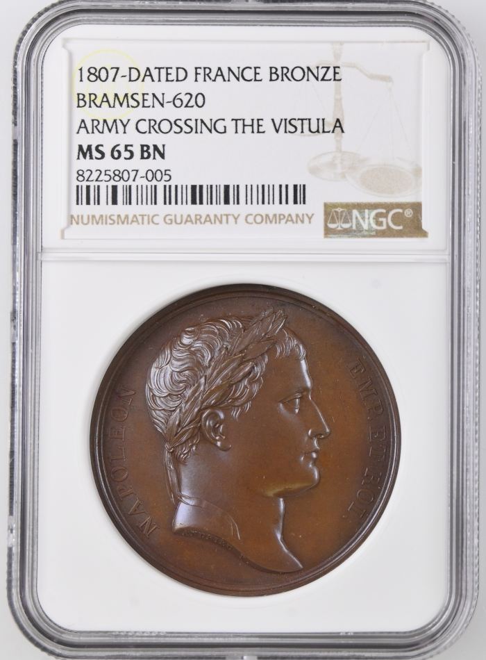 France Army Crossing the Vistula Bronze Medal 1807 Bramsen-620 NGC MS65BN 0148240France Army Crossing the Vistula Bronze Medal 1807 Bramsen-620 NGC MS65BN 0148240