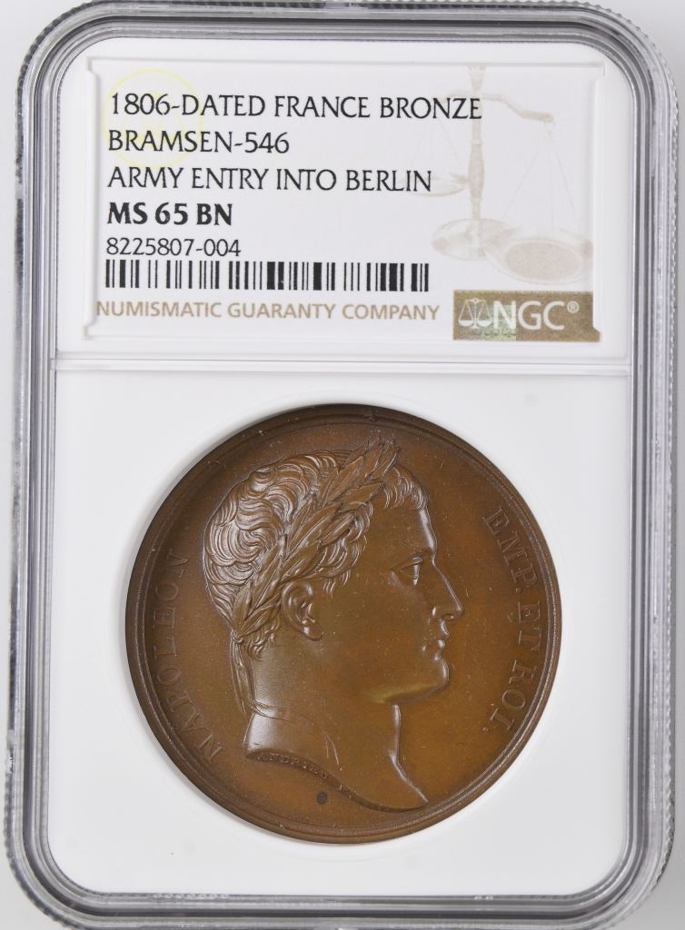 France Army Entry into Berlin Bronze Medal 1806 Bramsen-546 NGC MS65BN 0148241