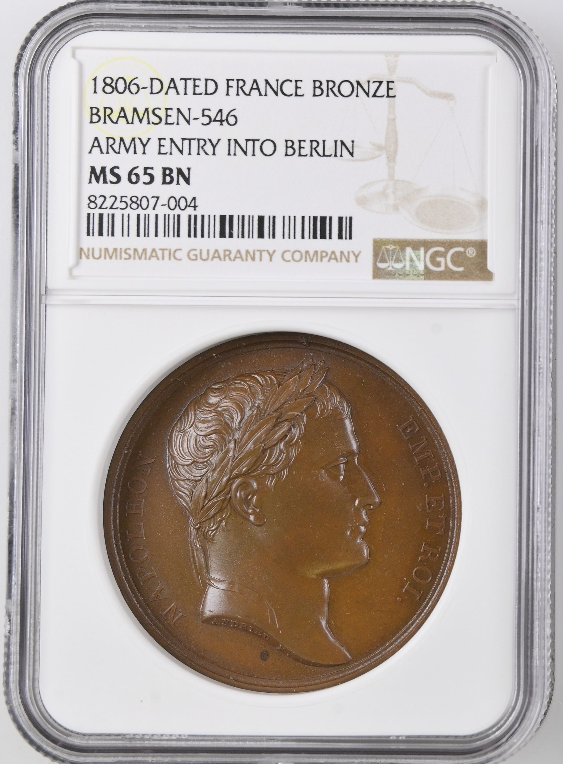 France Army Entry into Berlin Bronze Medal 1806 Bramsen-546 NGC MS65BN 0148241