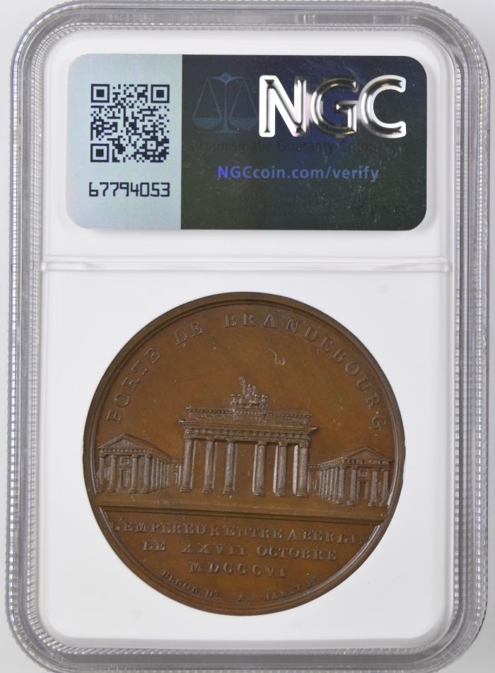 France Army Entry into Berlin Bronze Medal 1806 Bramsen-546 NGC MS65BN 0148241France Army Entry into Berlin Bronze Medal 1806 Bramsen-546 NGC MS65BN 0148241 - Image 2