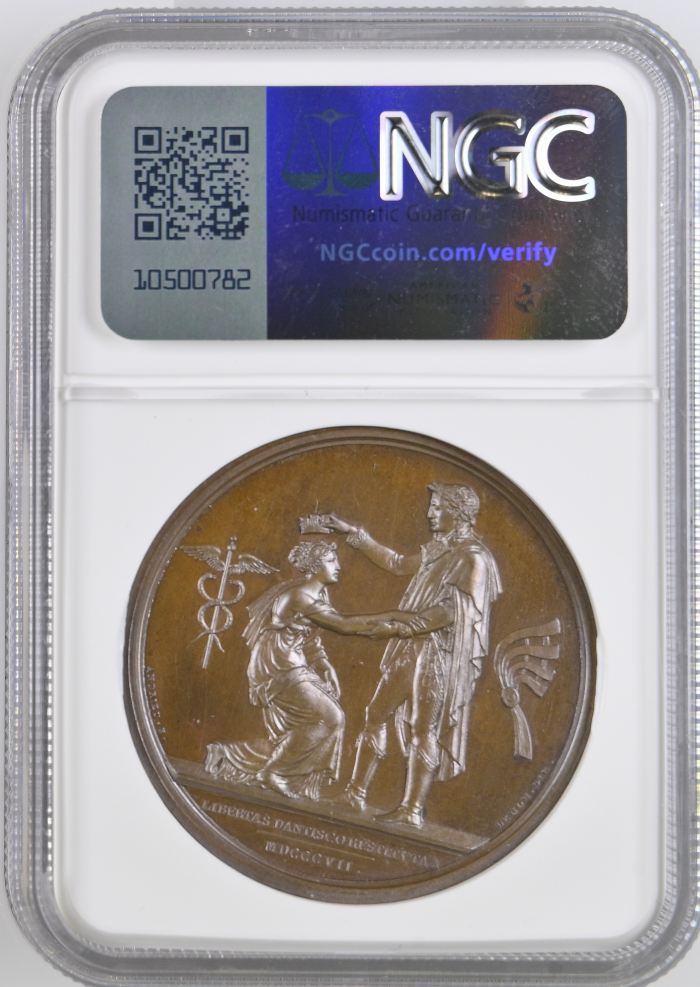 France Danzig Independence Bronze Medal 1807 Bramsen-652var NGC MS65BN 0148243France Danzig Independence Bronze Medal 1807 Bramsen-652var NGC MS65BN 0148243 - Image 2