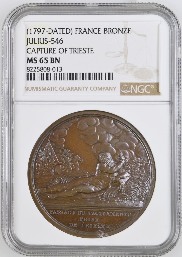France Capture of Trieste Bronze Medal 1797 Julius-546 NGC MS65BN 0148244