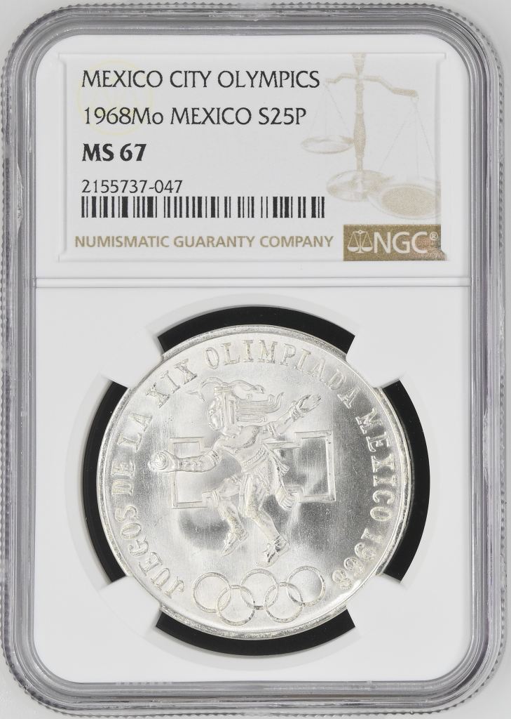 Modern Silver & Minors 25 Peso 1968 Mo NGC MS67 0148444