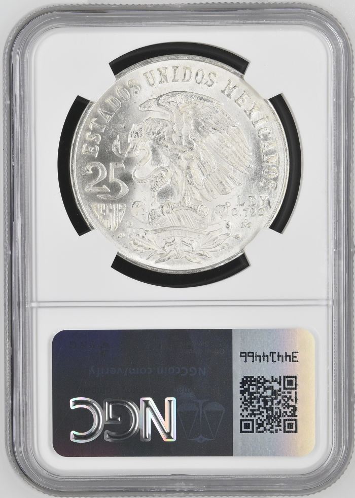 Modern Silver & Minors 25 Peso 1968 Mo NGC MS67 0148444Modern Silver & Minors 25 Peso 1968 Mo NGC MS67 0148444 - Image 2