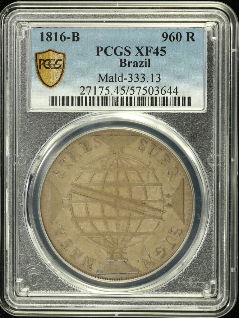 Brazil 960 Reis 1816 B Mald-333.13 PCGS XF45 0148597