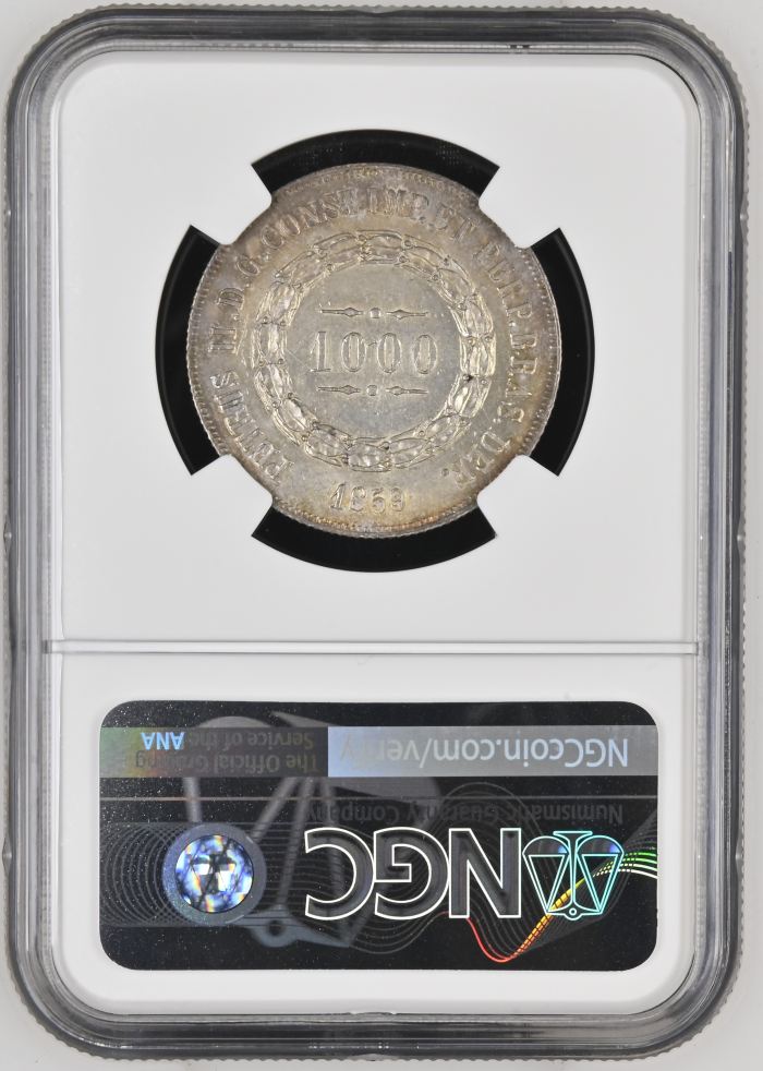 Brazil 1,000 Reis 1859 NGC MS63 0148598Brazil 1,000 Reis 1859 NGC MS63 0148598 - Image 2