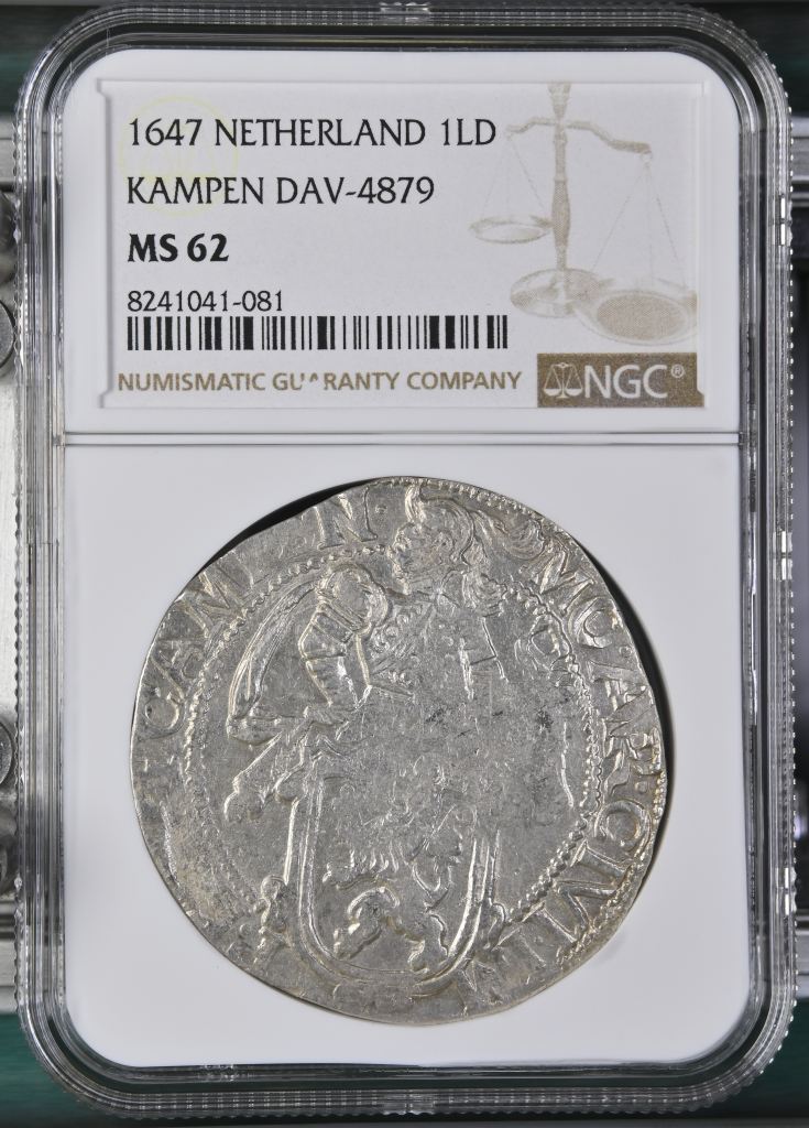 Netherlands Lion Dollar 1647 Kampen DAV-4879 NGC MS62 0149289