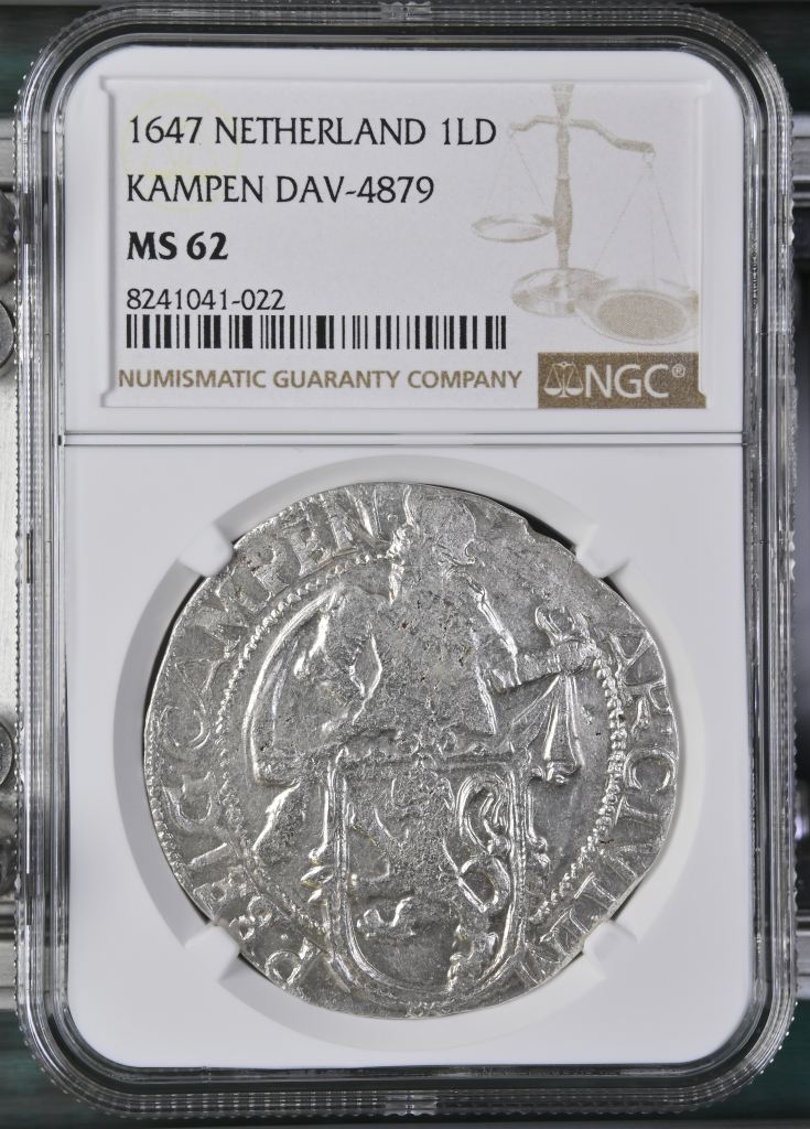 Netherlands Lion Dollar 1647 Kampen DAV-4879 NGC MS62 0149290