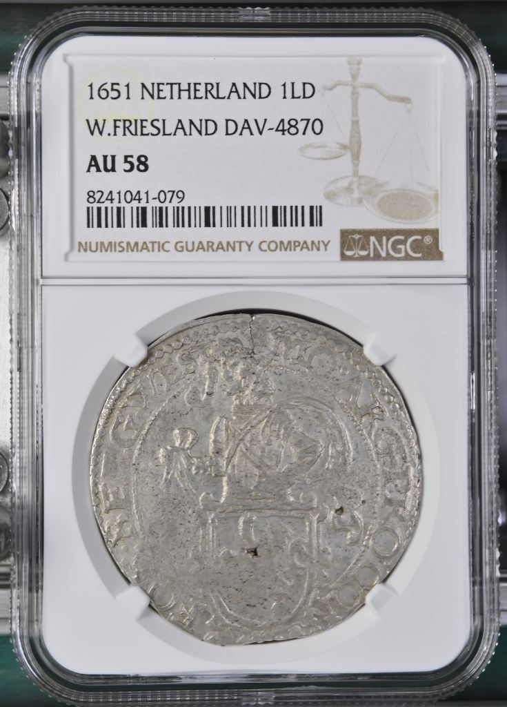 Netherlands Lion Dollar 1651 West Friesland DAV-4870 NGC AU58 0149291