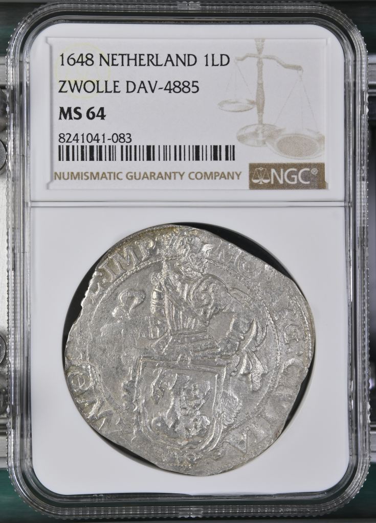 Netherlands Lion Dollar 1648 Zwolle DAV-4885 NGC MS64 0149293