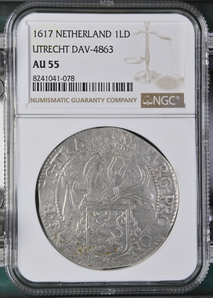 Netherlands Lion Dollar 1617 Utrecht DAV-4863 NGC AU55 0149295
