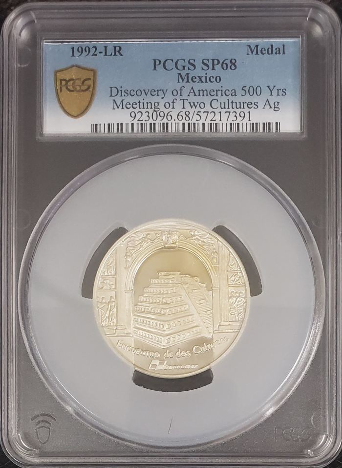 Medals & Tokens Discovery of America Silver Medal 1992 LR PCGS SP68 0149297Medals & Tokens Discovery of America Silver Medal 1992 LR PCGS SP68 0149297