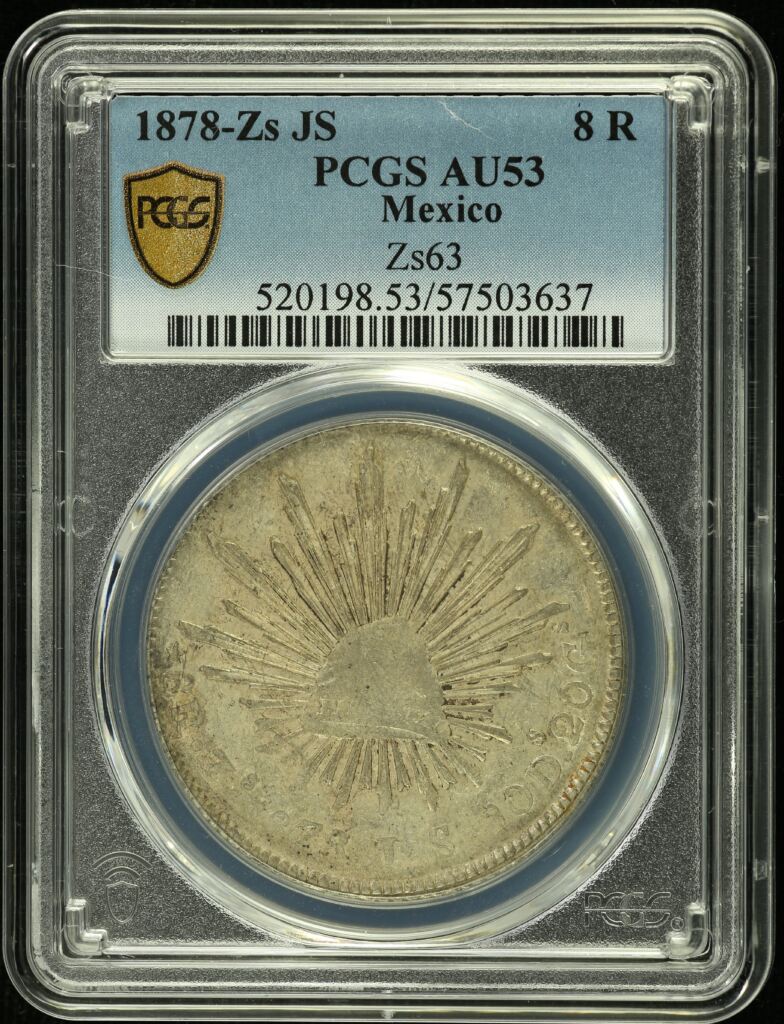 Mexican Coins  Republic 8 Reales  Zacatecas Zacatecas 8 Reales 1878 Zs JS PCGS AU53 0149305 Zacatecas 8 Reales 1878 Zs JS PCGS AU53 0149305