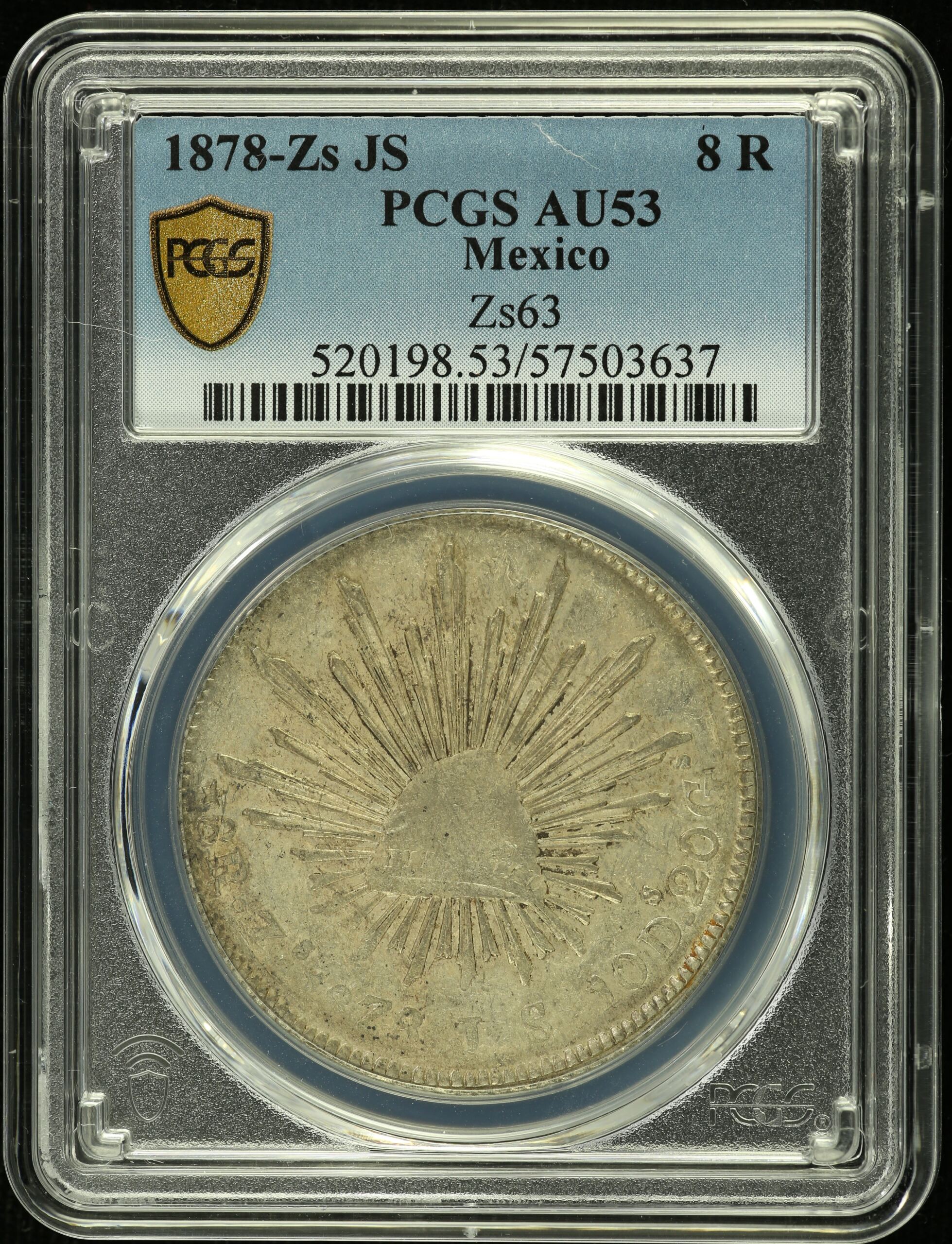 Mexican Coins  Republic 8 Reales  Zacatecas Zacatecas 8 Reales 1878 Zs JS PCGS AU53 0149305 Zacatecas 8 Reales 1878 Zs JS PCGS AU53 0149305Zacatecas 8 Reales 1878 Zs JS PCGS AU53 0149305