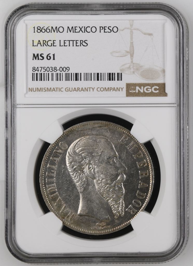 Imperial Era Peso 1866 Mo NGC MS61 0149322