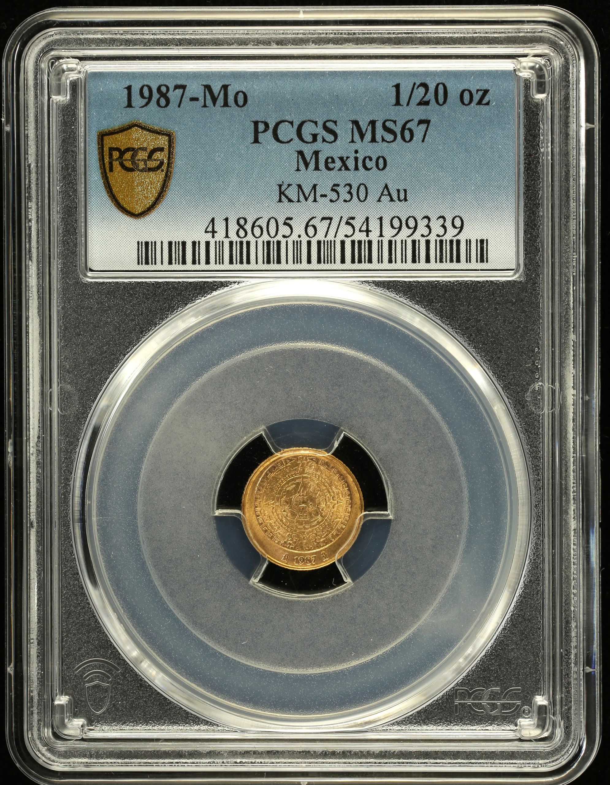 Modern Gold 1/20 Onza 1987 Mo PCGS MS67 KM-530 0149371