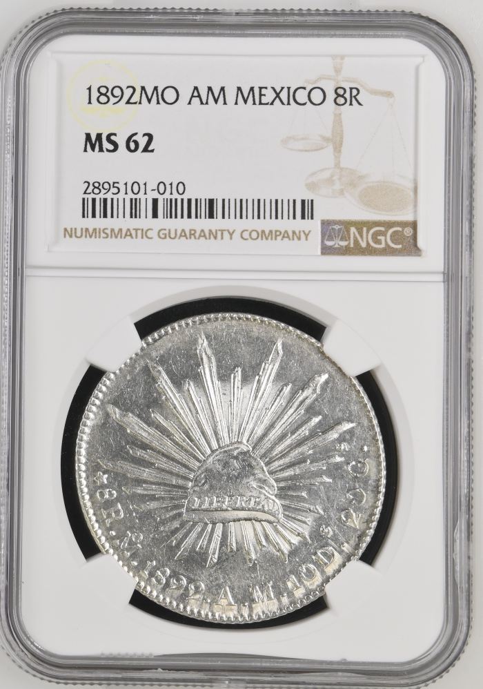 Mexico City 8 Reales 1892 Mo AM NGC MS62 0149482Mexico City 8 Reales 1892 Mo AM NGC MS62 0149482