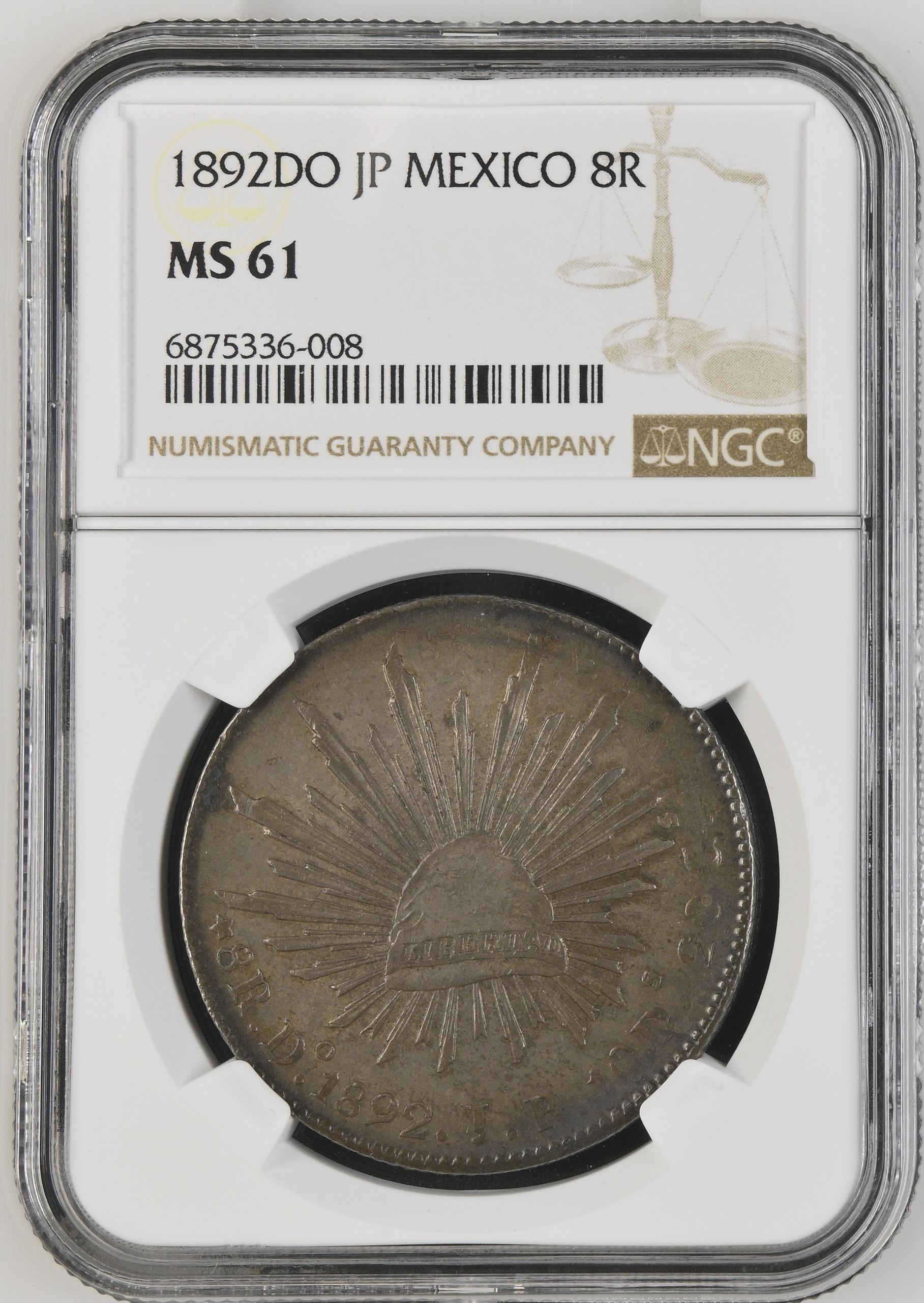 Durango 8 Reales 1892 Do JP NGC MS61 0149484