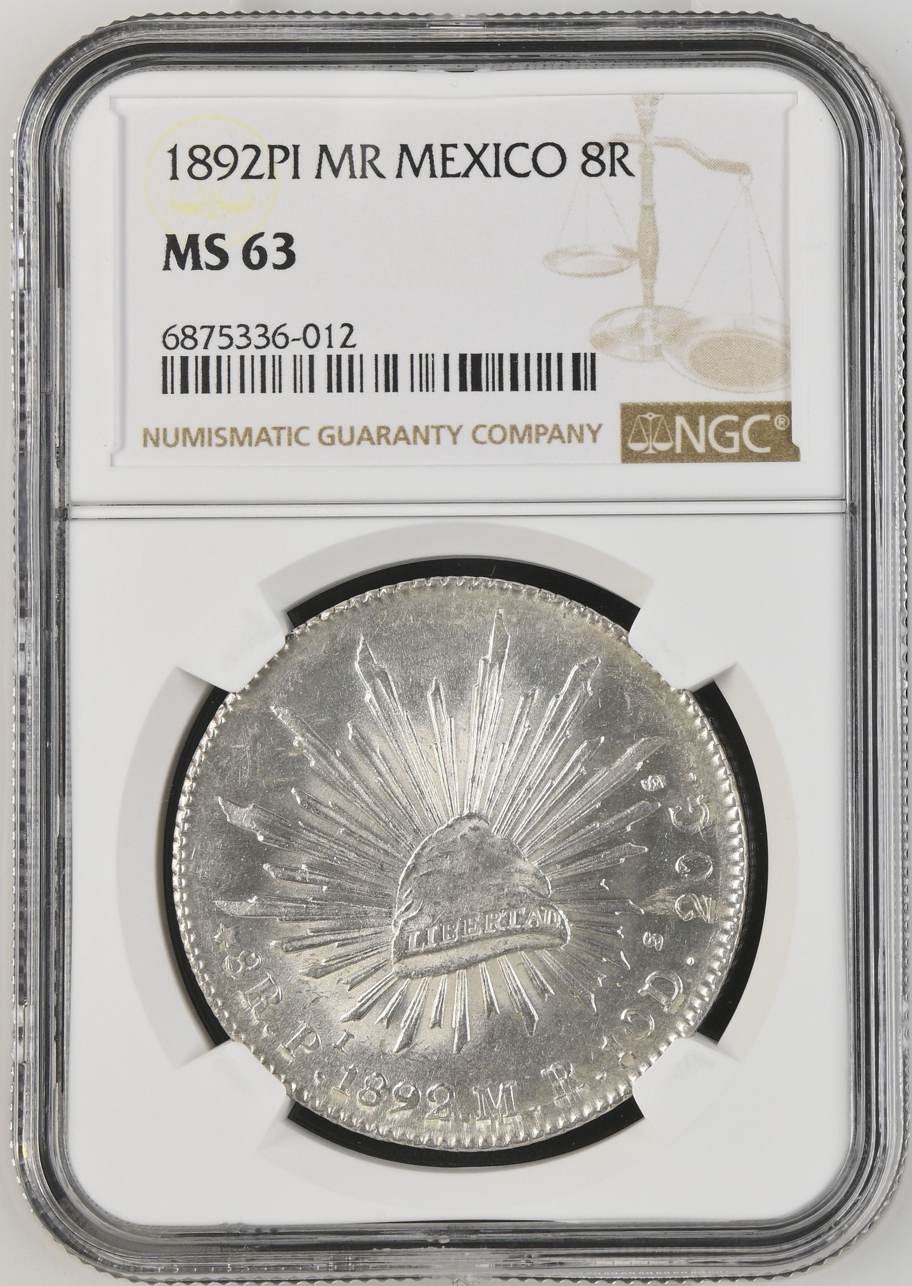 Potosi 8 Reales 1892 Pi MR NGC MS63 0149485