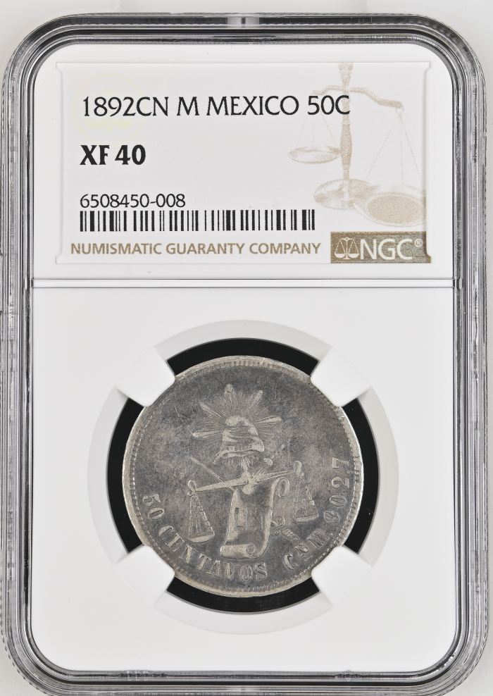 Republic Silver & Minors 50 Centavo 1892 Cn M NGC XF40 0149486Republic Silver & Minors 50 Centavo 1892 Cn M NGC XF40 0149486