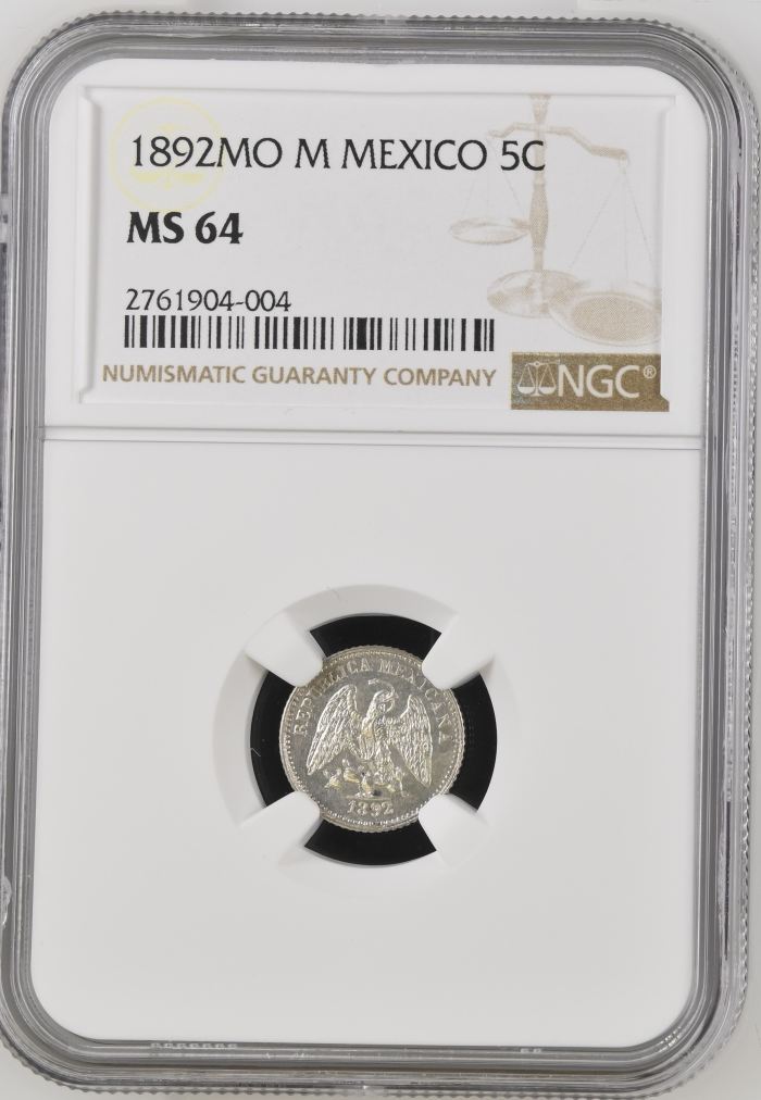 Republic Silver & Minors 5 Centavo 1892 Mo M NGC MS64 0149488Republic Silver & Minors 5 Centavo 1892 Mo M NGC MS64 0149488