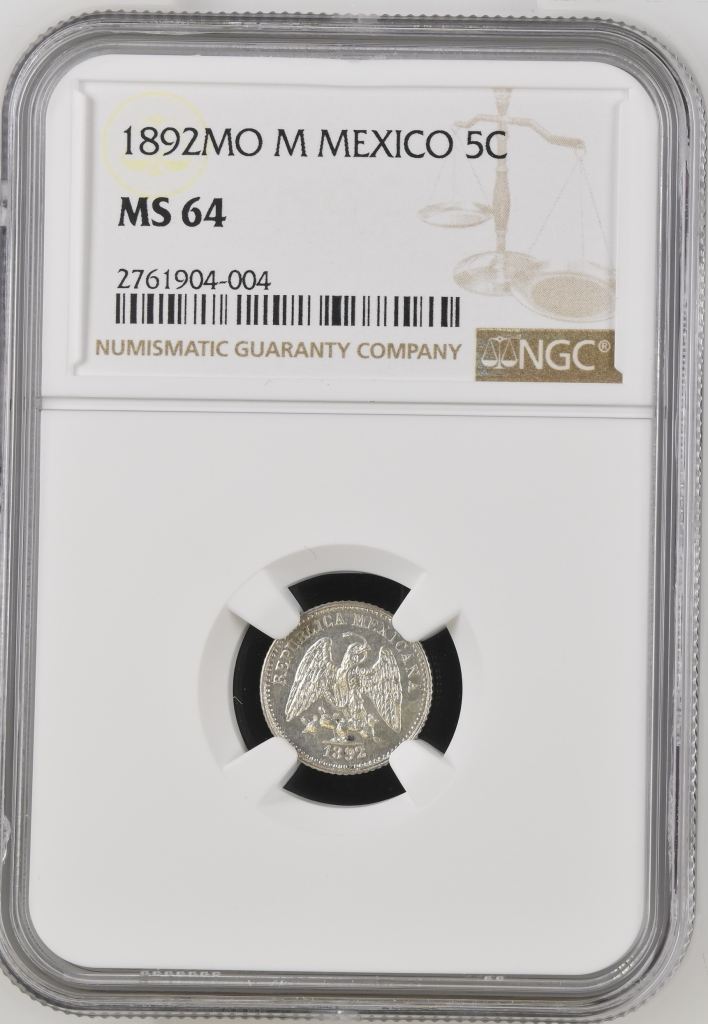 Republic Silver & Minors 5 Centavo 1892 Mo M NGC MS64 0149488
