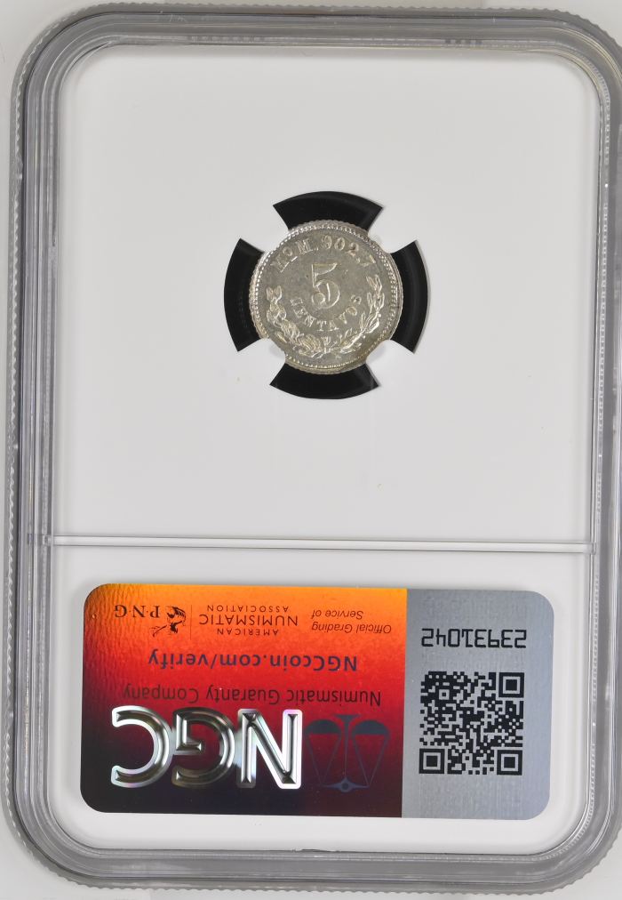 Republic Silver & Minors 5 Centavo 1892 Mo M NGC MS64 0149488Republic Silver & Minors 5 Centavo 1892 Mo M NGC MS64 0149488 - Image 2