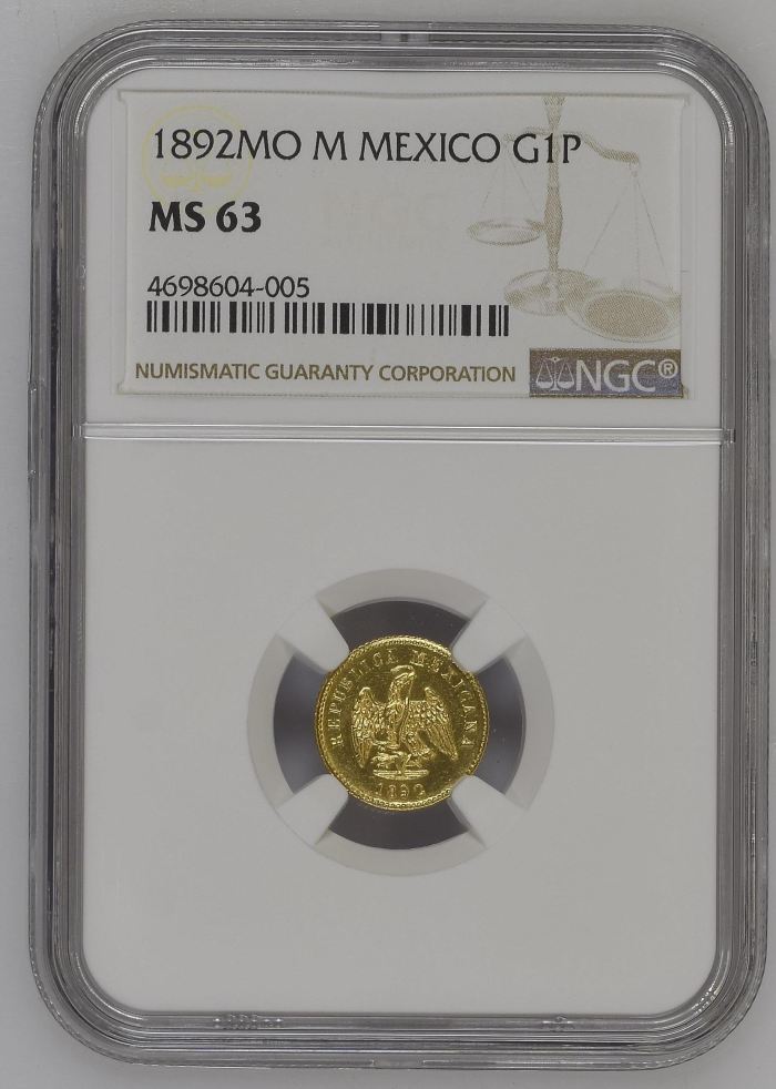 Republic Gold Peso 1892 Mo M NGC MS63 0149489Republic Gold Peso 1892 Mo M NGC MS63 0149489