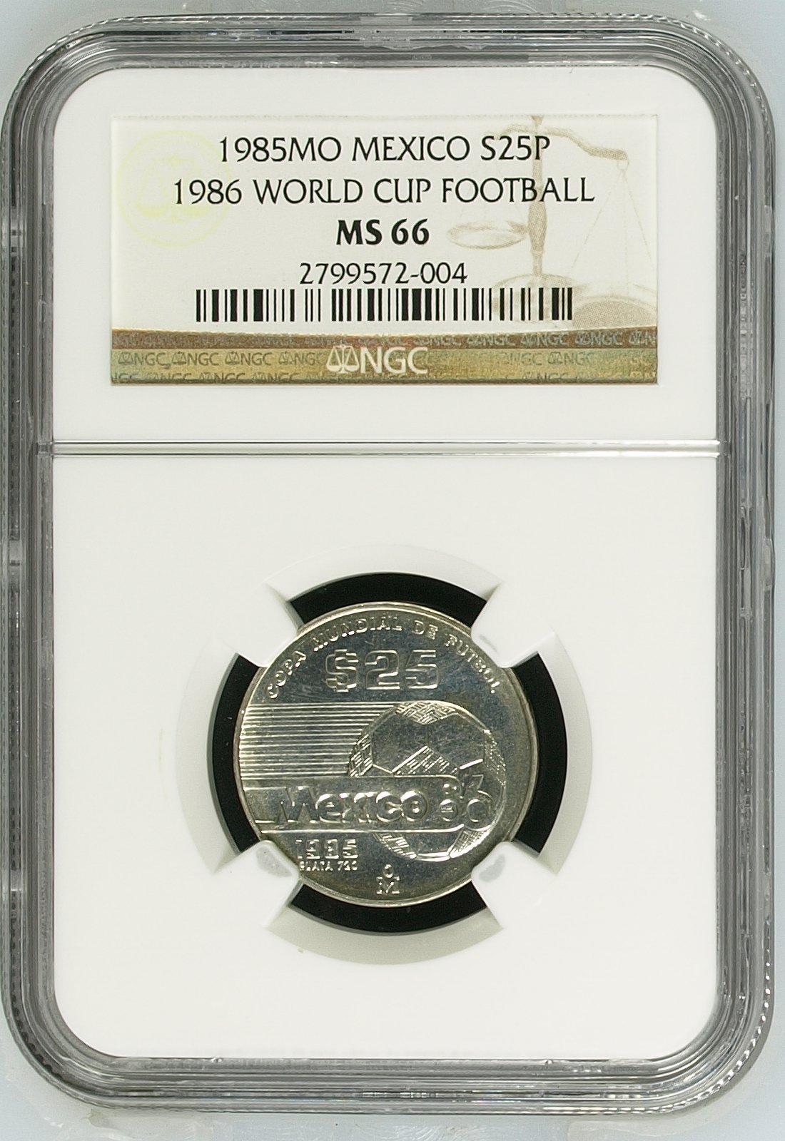 Modern Silver & Minors 25 Peso 1985 Mo NGC MS66 0149492