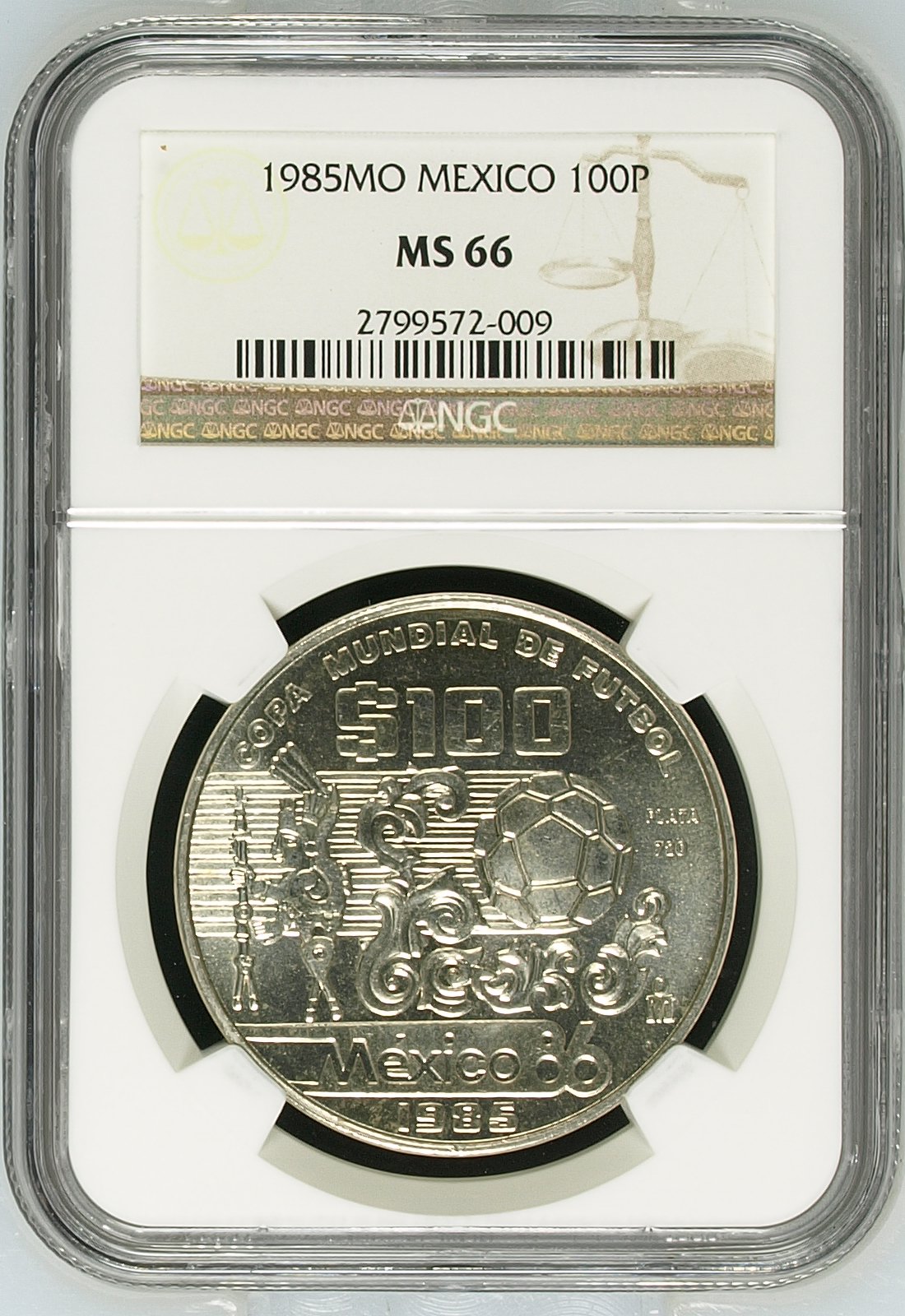 Modern Silver & Minors 100 Peso 1985 Mo NGC MS66 0149494
