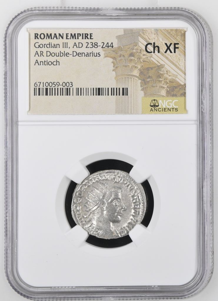 Roman Imperial Antioch Gordian III 238-244 AD AR Double Denarius NGC Ch XF 0149584