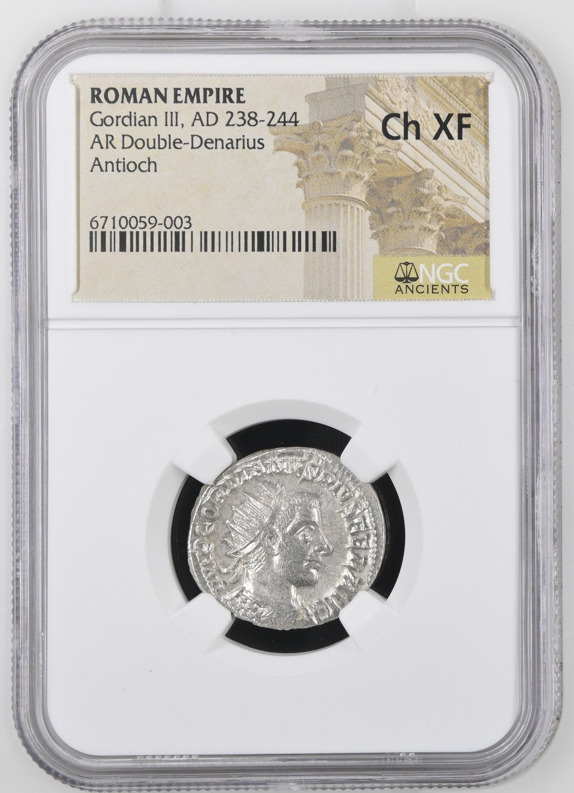 Roman Imperial Antioch Gordian III 238-244 AD AR Double Denarius NGC Ch XF 0149584