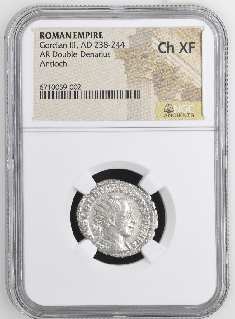 Roman Imperial Antioch Gordian III 238-244 AD AR Double Denarius NGC Ch XF 0149585
