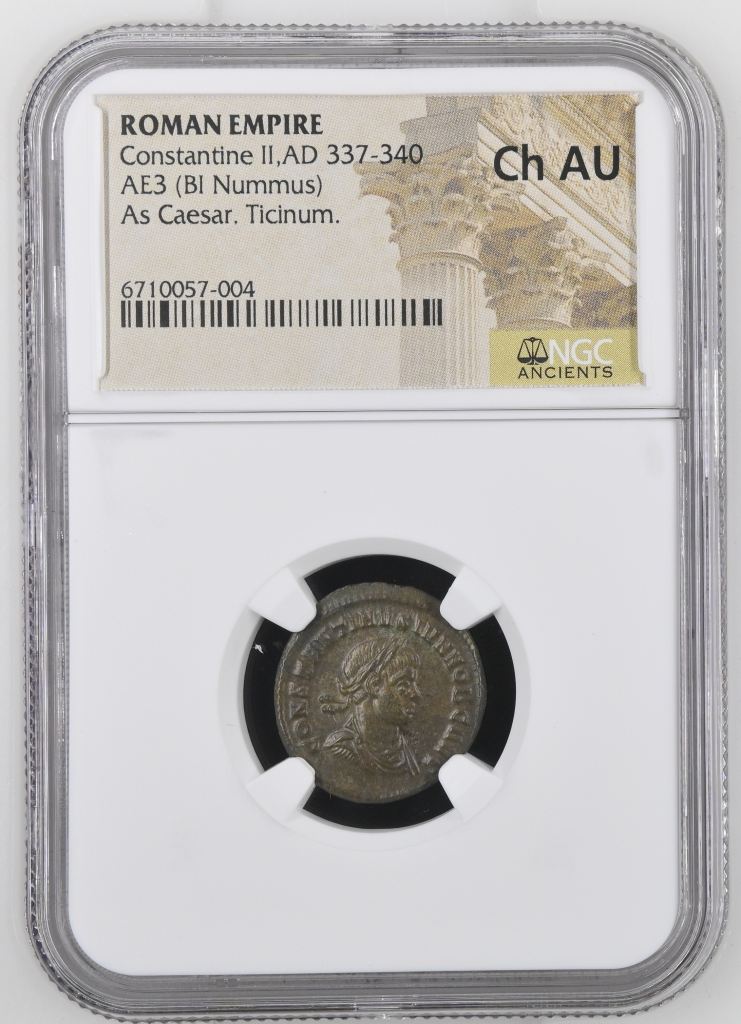 Roman Imperial Ticinum Constantine II 337-340 AD AE 3 NGC Ch AU 0149590
