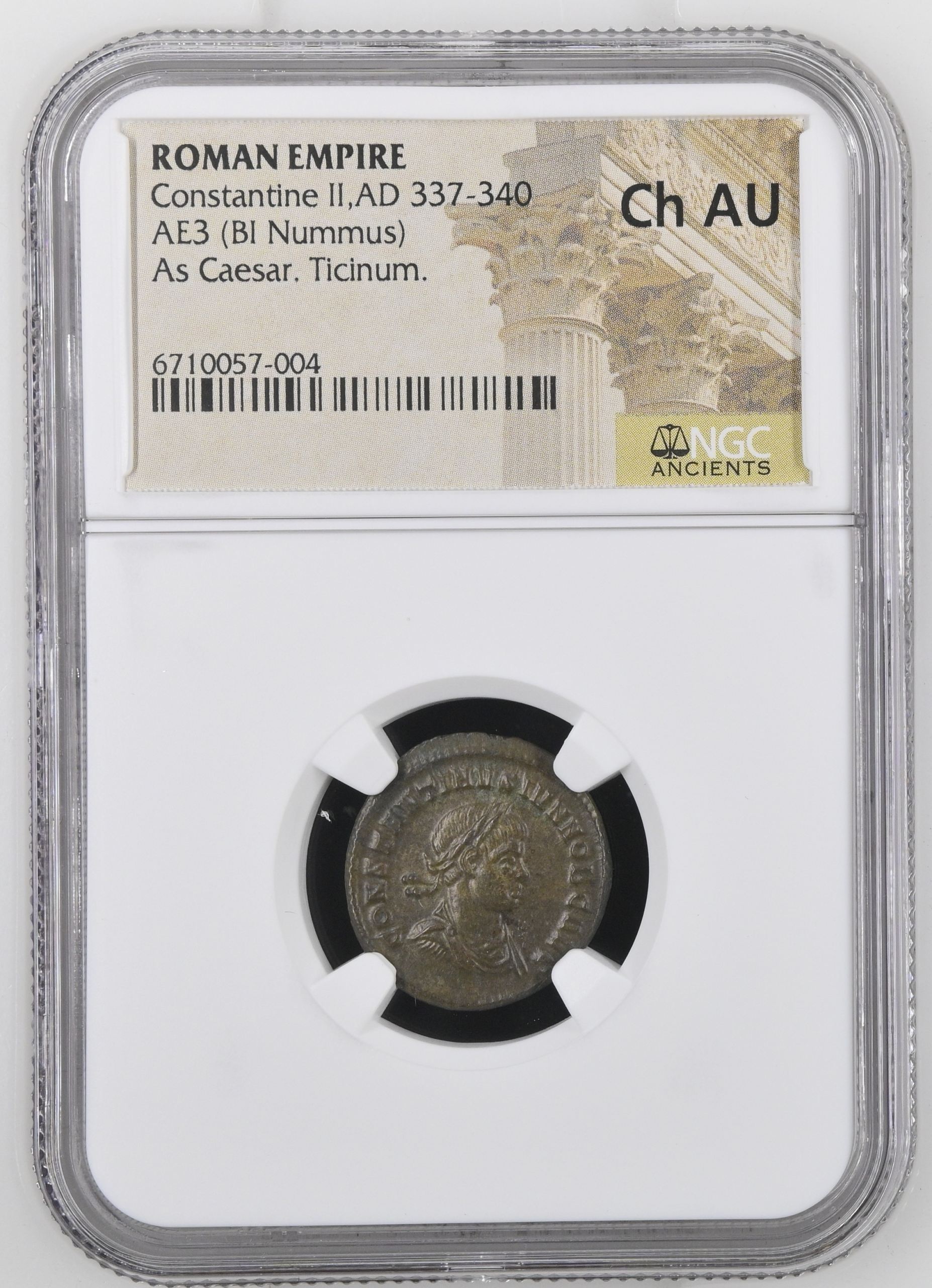 Roman Imperial Ticinum Constantine II 337-340 AD AE 3 NGC Ch AU 0149590