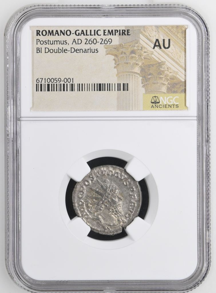 Roman Imperial Postumus 260-269 AD BI Double Denarius NGC AU 0149591