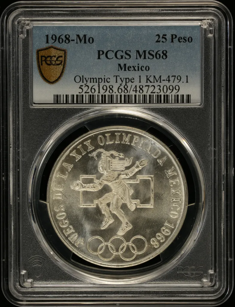 Modern Silver & Minors 25 Peso 1968 Mo KM-479.1 PCGS MS68 0148393